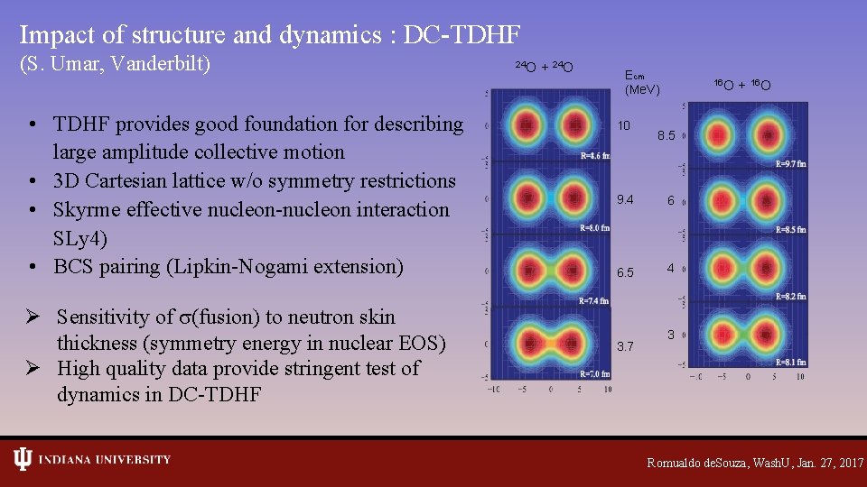 Impact of structure and dynamics : DC-TDHF (S. Umar, Vanderbilt) • TDHF provides good