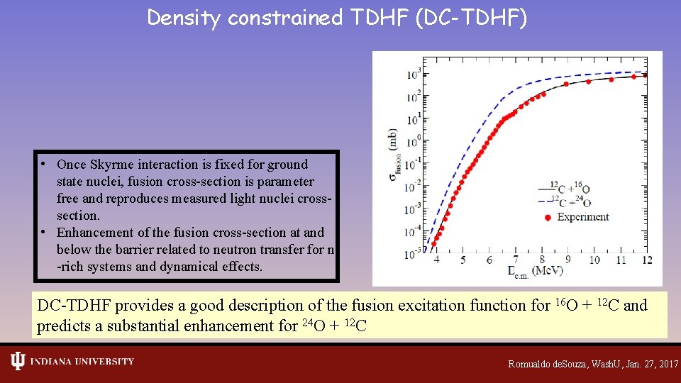 Density constrained TDHF (DC-TDHF) • Once Skyrme interaction is fixed for ground state nuclei,