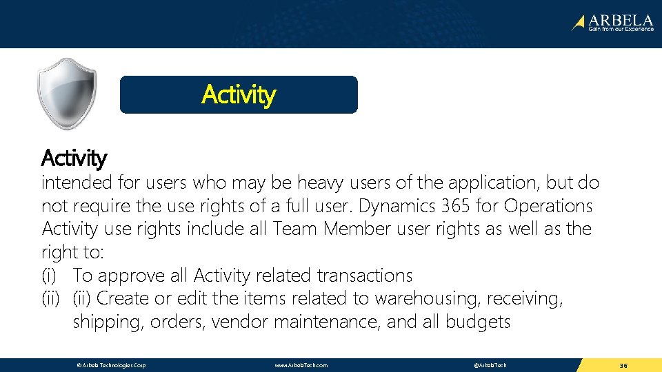 Activity intended for users who may be heavy users of the application, but do