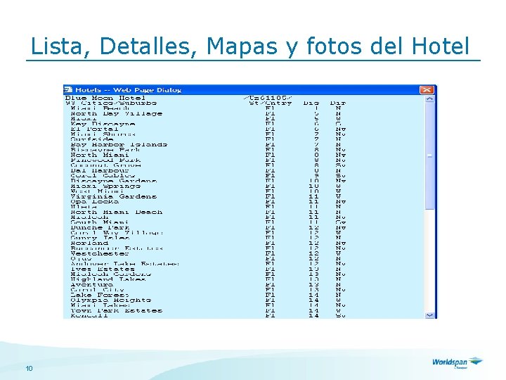 Lista, Detalles, Mapas y fotos del Hotel 10 