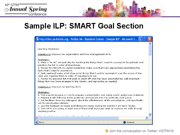Sample ILP: SMART Goal Section 