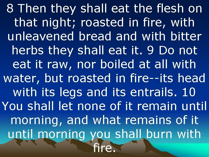 8 Then they shall eat the flesh on that night; roasted in fire, with