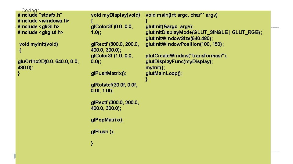 Coding : #include "stdafx. h" #include <windows. h> #include <gl/Gl. h> #include <gl/glut. h>