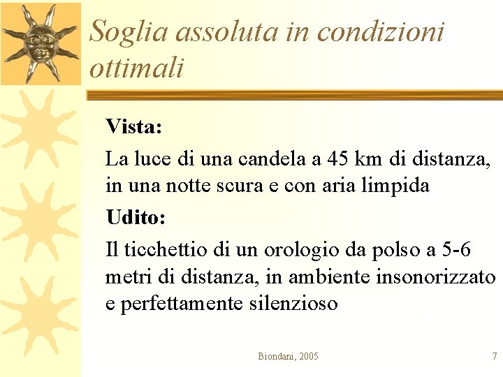 Soglia assoluta in condizioni ottimali Vista: La luce di una candela a 45 km