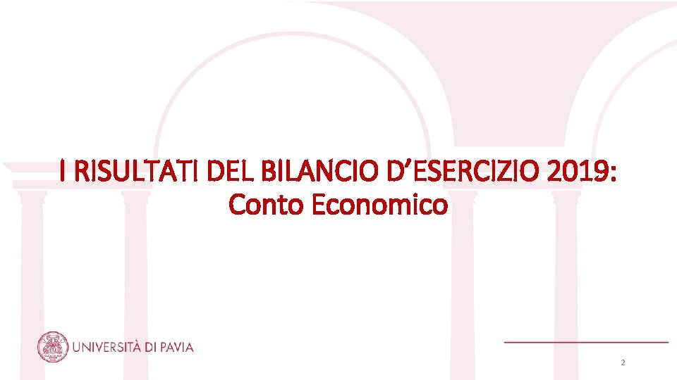 I RISULTATI DEL BILANCIO D’ESERCIZIO 2019: Conto Economico 2 
