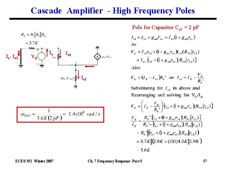 Cascade Amplifier - High Frequency Poles Pole for Capacitor Cμ 1 = 2 p.