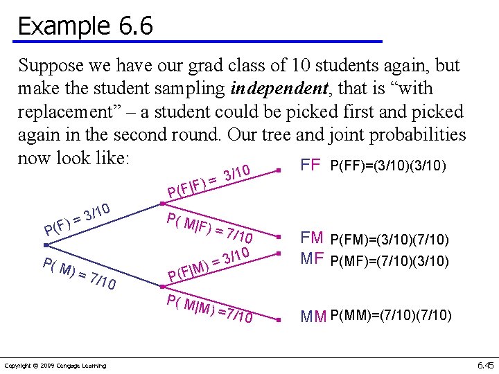 Example 6. 6 Suppose we have our grad class of 10 students again, but