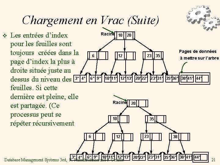 Chargement en Vrac (Suite) v Les entrées d’index pour les feuilles sont toujours créées