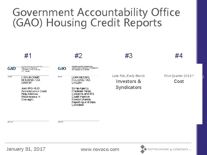 Government Accountability Office (GAO) Housing Credit Reports #1 January 31, 2017 #2 #3 #4