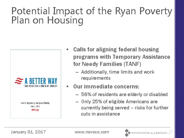 Potential Impact of the Ryan Poverty Plan on Housing • Calls for aligning federal