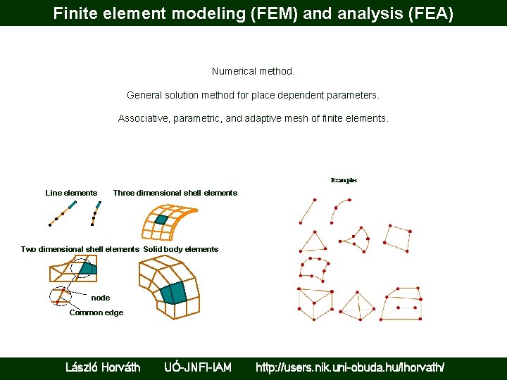 Finite element modeling (FEM) and analysis (FEA) Numerical method. General solution method for place