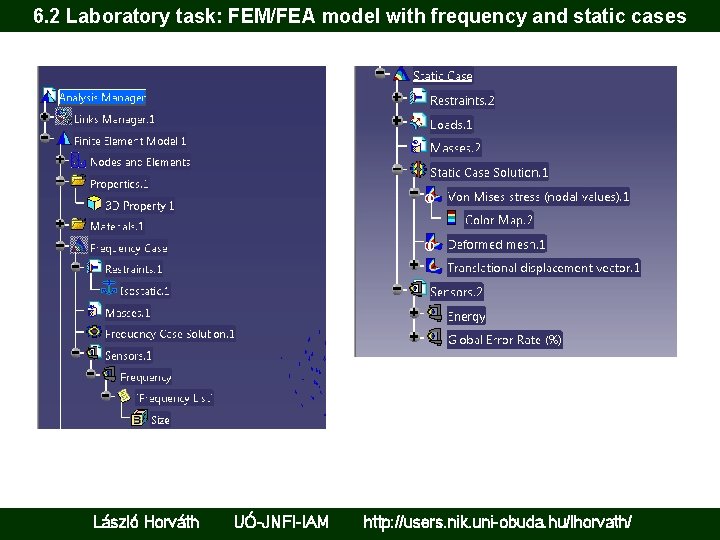 6. 2 Laboratory task: FEM/FEA model with frequency and static cases László Horváth UÓ-JNFI-IAM