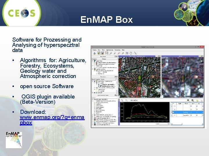 En. MAP Box Software for Prozessing and Analysing of hyperspecztral data • Algorithms for: