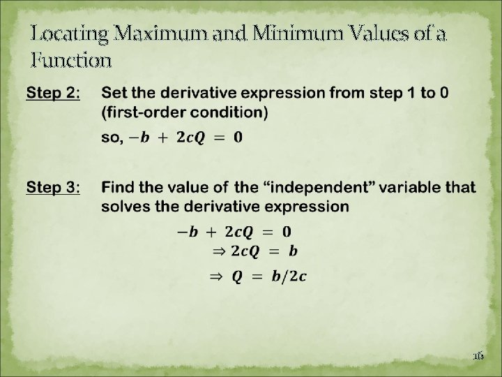 Locating Maximum and Minimum Values of a Function 16 