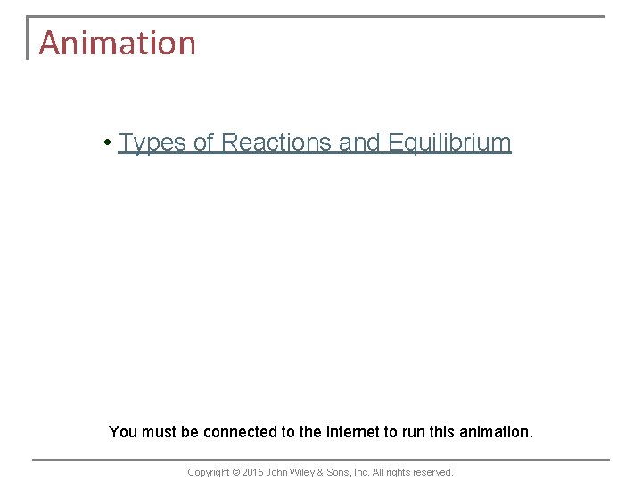 Animation • Types of Reactions and Equilibrium You must be connected to the internet