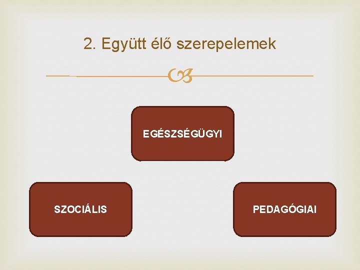 2. Együtt élő szerepelemek EGÉSZSÉGÜGYI SZOCIÁLIS PEDAGÓGIAI 