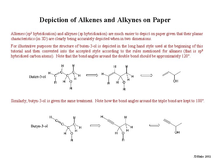 Depiction of Alkenes and Alkynes on Paper Alkenes (sp 2 hybridisation) and alkynes (sp