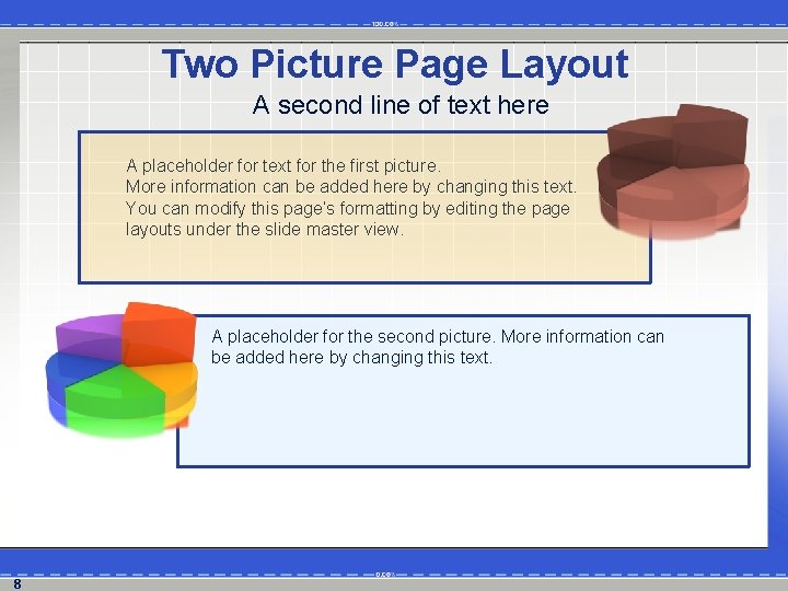 Two Picture Page Layout A second line of text here A placeholder for text