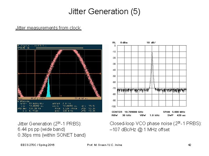 Jitter Generation (5) Jitter measurements from clock: Jitter Generation (231 -1 PRBS): 6. 44