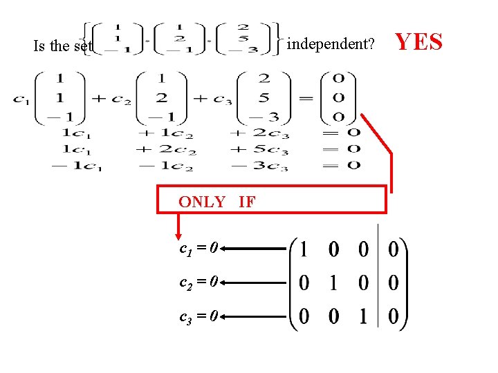 independent? Is the set ONLY IF c 1 = 0 c 2 = 0
