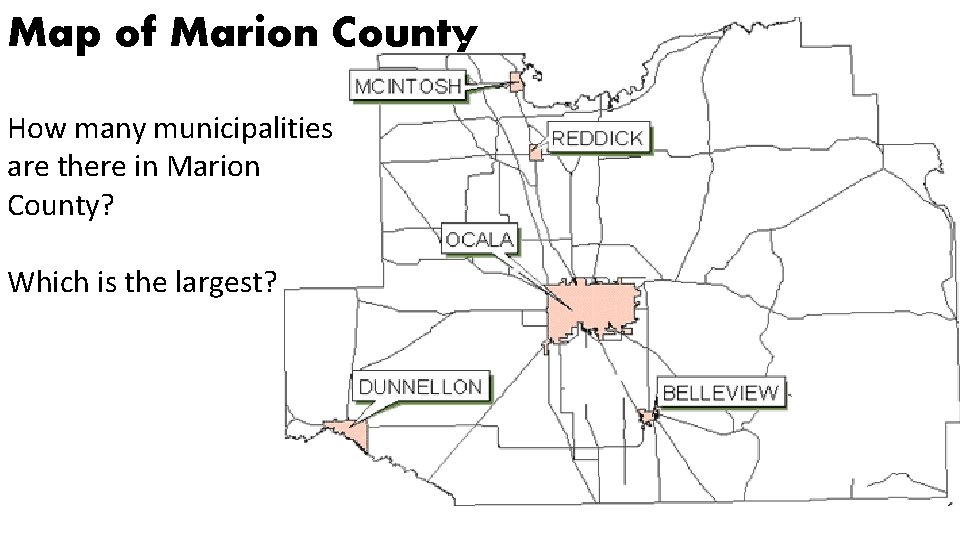 Map of Marion County How many municipalities are there in Marion County? Which is