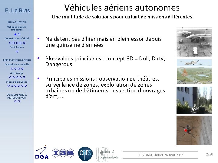 F. Le Bras Véhicules aériens autonomes Une multitude de solutions pour autant de missions