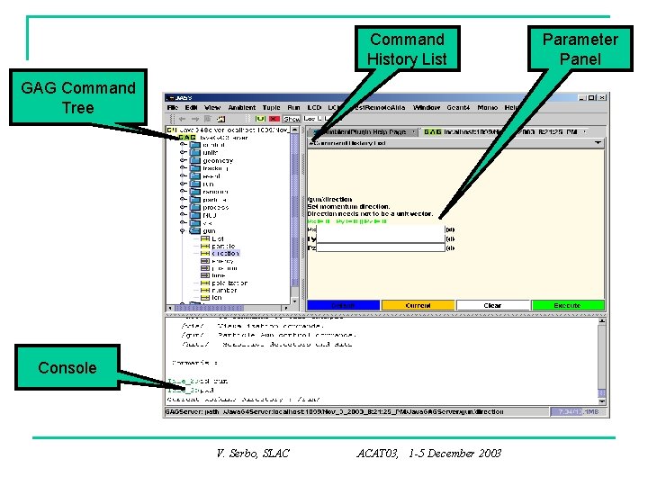 Command History List GAG Command Tree Console V. Serbo, SLAC ACAT 03, 1 -5