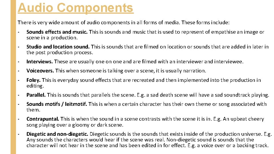 Audio Components There is very wide amount of audio components in all forms of