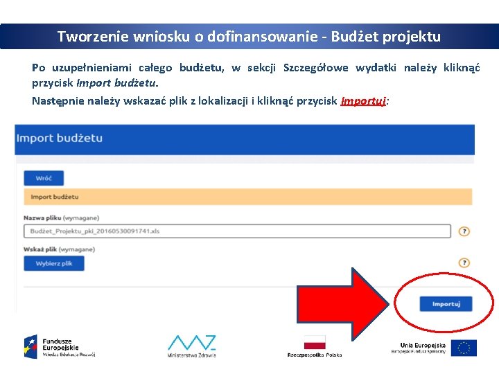 Tworzenie wniosku o dofinansowanie - Budżet projektu Po uzupełnieniami całego budżetu, w sekcji Szczegółowe