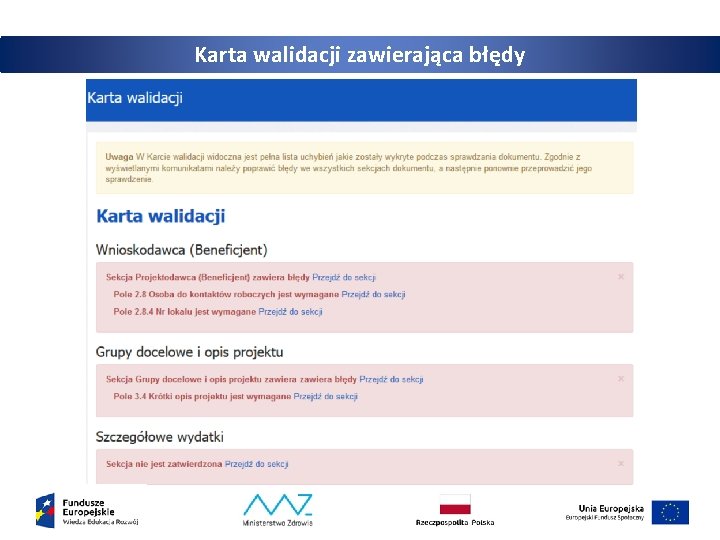 Karta walidacji zawierająca błędy 26 