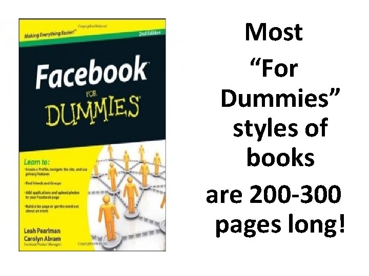 Most “For Dummies” styles of books are 200 -300 pages long! 