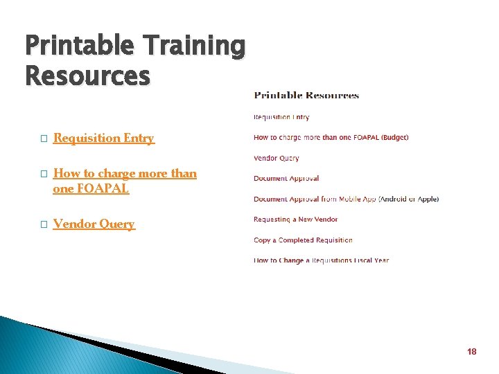 Printable Training Resources � � � Requisition Entry How to charge more than one