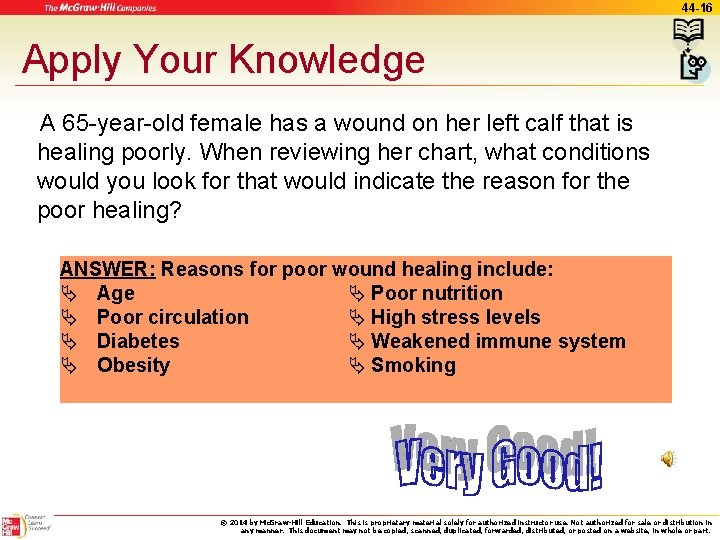 44 -16 Apply Your Knowledge A 65 -year-old female has a wound on her