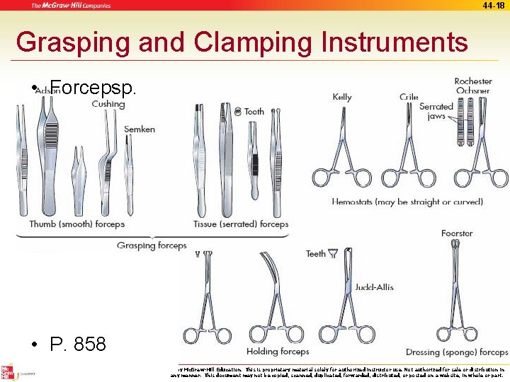 44 -18 Grasping and Clamping Instruments • Forcepsp. • P. 858 © 2014 by