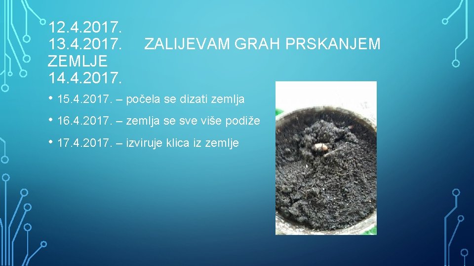 12. 4. 2017. 13. 4. 2017. ZALIJEVAM GRAH PRSKANJEM ZEMLJE 14. 4. 2017. •