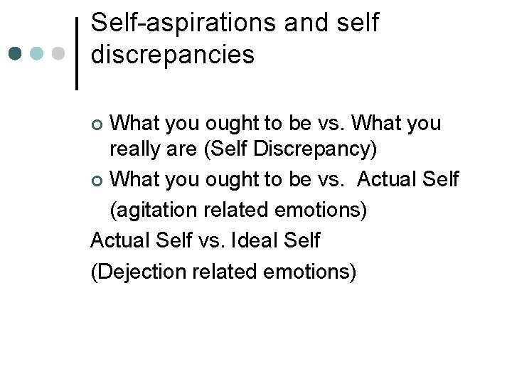 Self-aspirations and self discrepancies What you ought to be vs. What you really are