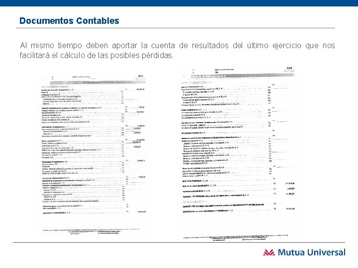 Documentos Contables Al mismo tiempo deben aportar la cuenta de resultados del último ejercicio