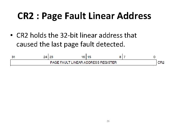 CR 2 : Page Fault Linear Address • CR 2 holds the 32 -bit CR 2 : Page Fault Linear Address • CR 2 holds the 32 -bit