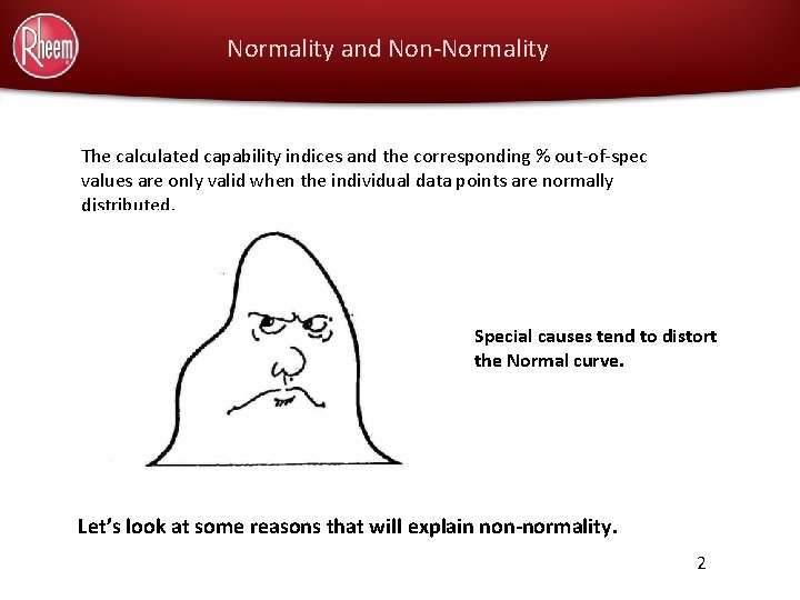 Normality and Non-Normality The calculated capability indices and the corresponding % out-of-spec values are