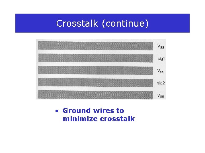 Crosstalk (continue) • Ground wires to minimize crosstalk 
