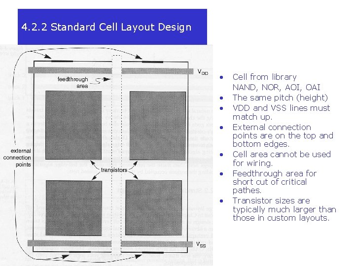 4. 2. 2 Standard Cell Layout Design • • Cell from library NAND, NOR,