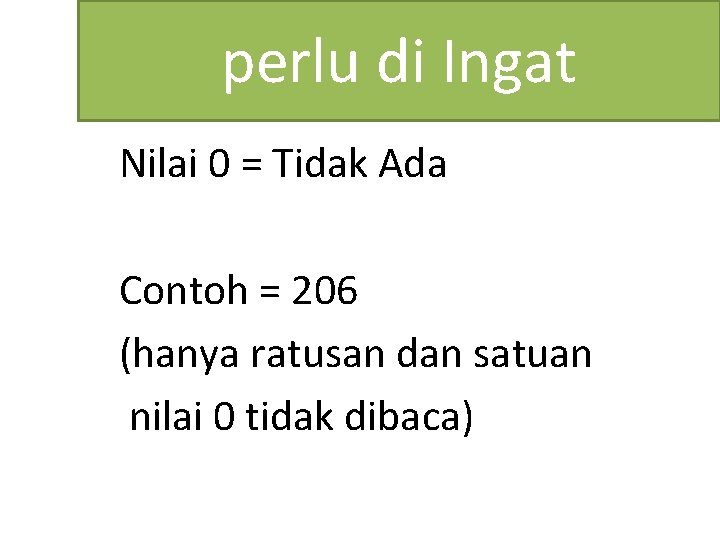 perlu di Ingat Nilai 0 = Tidak Ada Contoh = 206 (hanya ratusan dan