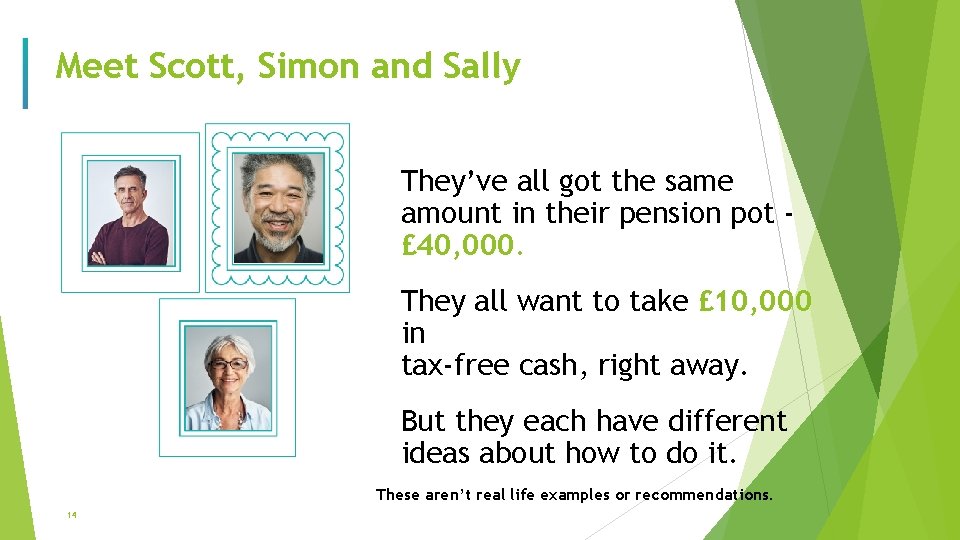 Meet Scott, Simon and Sally They’ve all got the same amount in their pension