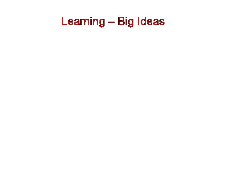 Learning – Big Ideas 