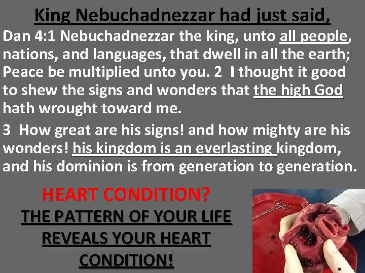 King Nebuchadnezzar had just said, Dan 4: 1 Nebuchadnezzar the king, unto all people,