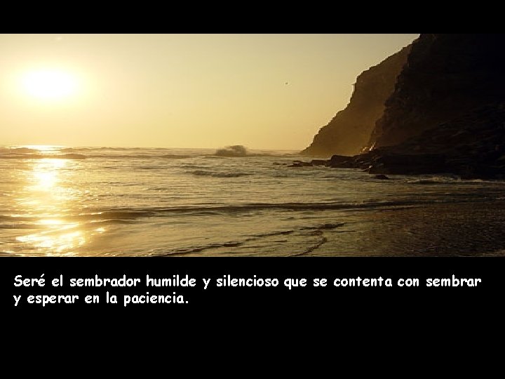 Seré el sembrador humilde y silencioso que se contenta con sembrar y esperar en