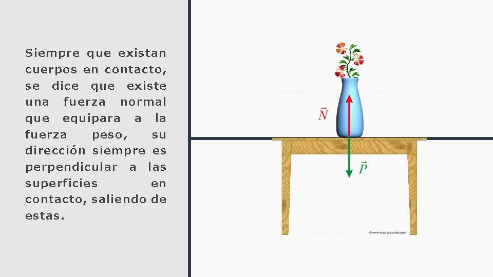 Siempre que existan cuerpos en contacto, se dice que existe una fuerza normal que