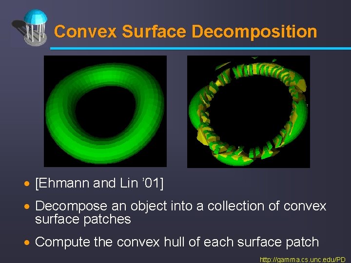 Convex Surface Decomposition · [Ehmann and Lin ’ 01] · Decompose an object into