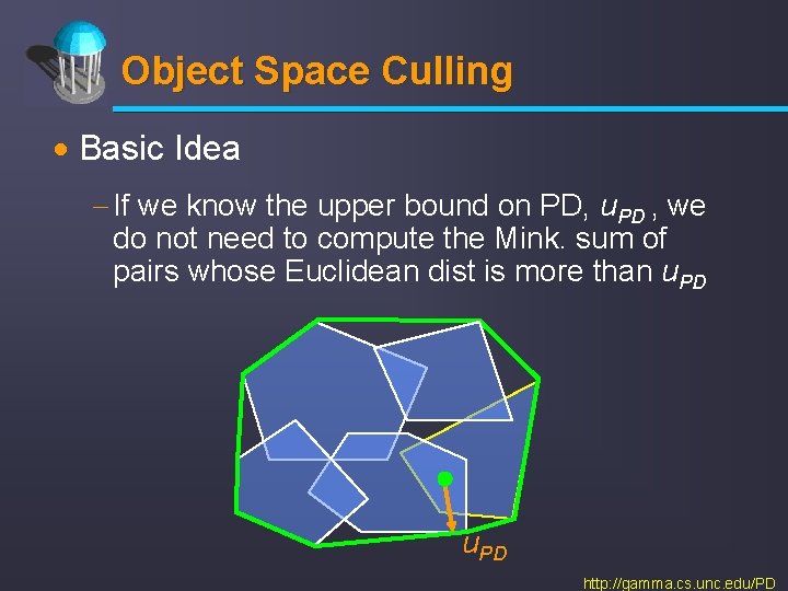 Object Space Culling · Basic Idea - If we know the upper bound on