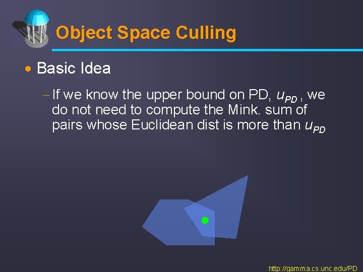 Object Space Culling · Basic Idea - If we know the upper bound on